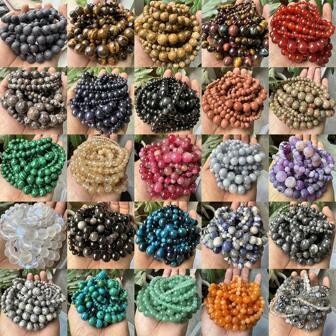 Cuentas de piedra natural 4 6 8 10 mm de ojo de tigre Lava Amazonita Turquesas Ágatas Jaspers para hacer joyas pulseras y collares DIY