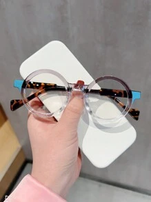 1 Pc New Round Multi-Color Fashion Flat Glasses Retro Style Unisex Eyeglasses Frame, Fashionable Decor Glasses For Daily Wear