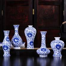 1/3/5pcs Chinese Style Blue And White Porcelain Vase, Handmade Craft, Ideal For Living Room, Bedroom, Dining Room, Study Decoration, Coffee Shop Display, Perfect Gift For Festivals Such As Spring Festival, Valentine's Day, Mother's Day Home Decor Room Decor Flower Vase Glass Vase