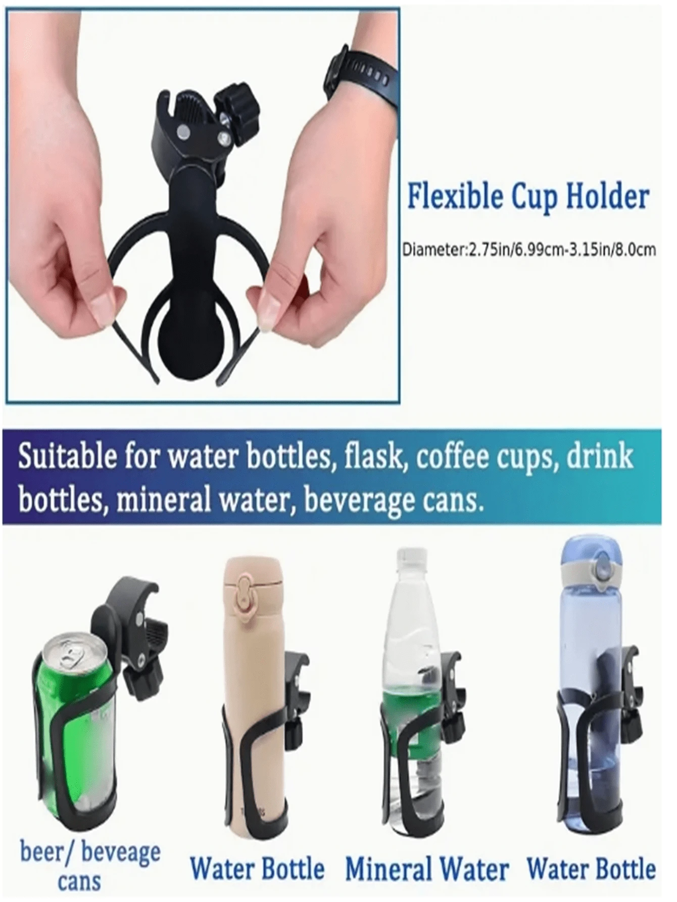 Boat Cup Holder Rail Mount Multi-ring 360° Fully Adjustable Stainless Steel Drink Holder