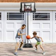 Basketball Stand With Wheels, Height Adjustable Basket System From 180 To 305 Cm, Basketball Hoop With Stand For Adults And Teenagers - Black - View 1