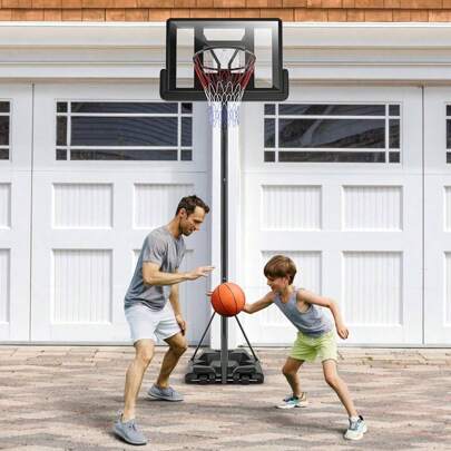Basketball Stand With Wheels, Height Adjustable Basket System From 180 To 305 Cm, Basketball Hoop With Stand For Adults And Teenagers