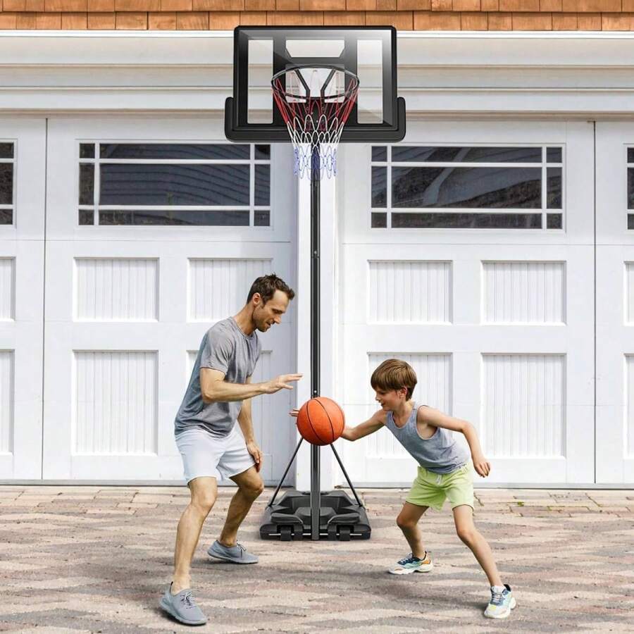 Basketball Stand With Wheels, Height Adjustable Basket System From 180 To 305 Cm, Basketball Hoop With Stand For Adults And Teenagers - Black - View 1