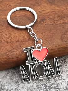 Llavero de aleación elegante en forma de corazón con \"MAMA PAPA\", con letras en inglés, unisex para el Día del Padre / Día de la Madre, regalo familiar, llavero de metal con colgante. Una idea de regalo pequeño y clásico para el Día de la Madre. También es un colgante de bolso con anillo en hebilla de moda.