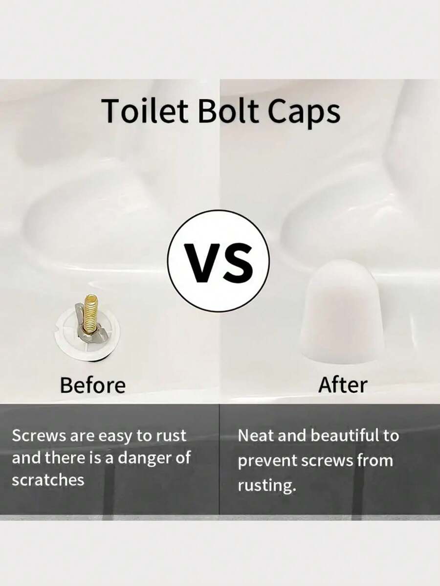 4pcs Universal Toilet Bolt Caps, Round Plastic PushOn Toilet Bolt Caps