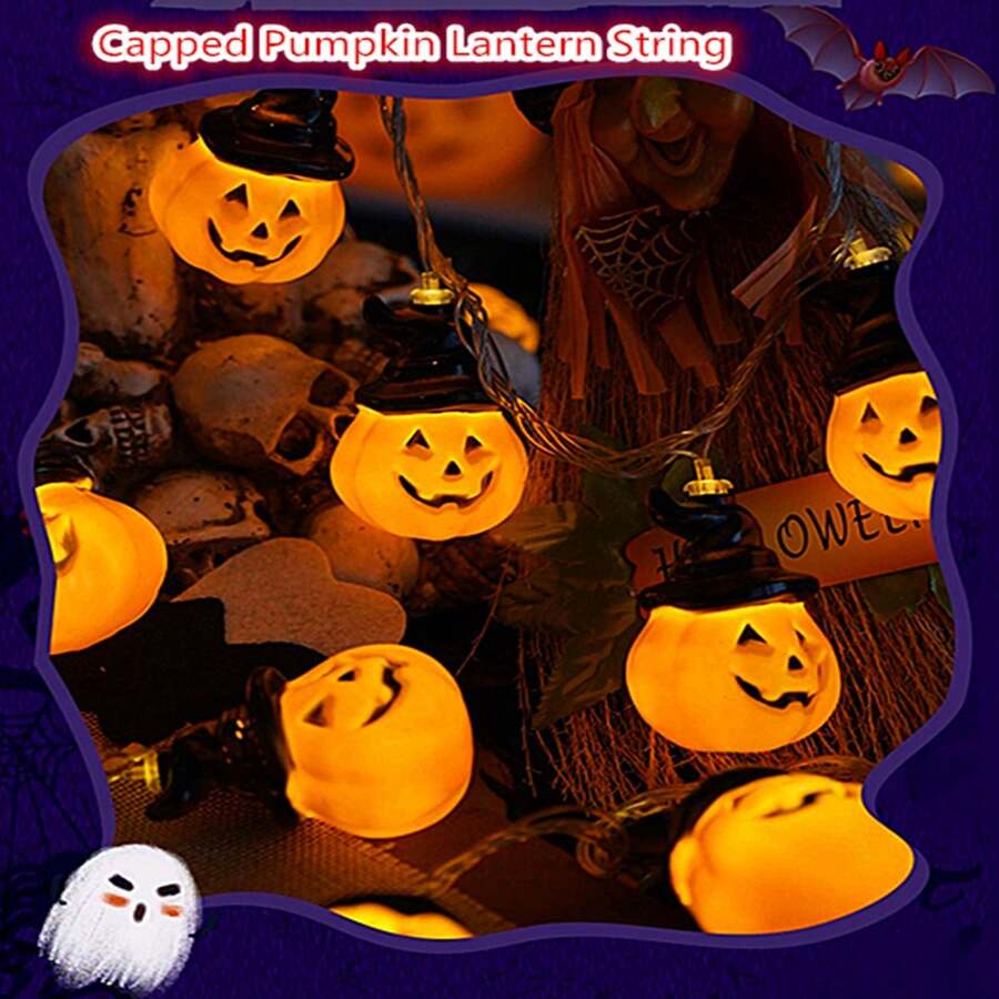 1 cái 4,92Ft./1,5m 10 đèn LED; 1 cái 9,84Ft./3m 20 đèn LED; 1 cái 19,68Ft./6m Đèn dây LED hình bí ngô Halloween có mũ, Tùy chọn nguồn điện: Hộp pin/USB, Thích hợp cho Sân vườn, Halloween, Lễ Phục sinh, Trang trí quán bar Trang trí Halloween Trang trí phòng Trang trí sân vườn Halloween Làm quà tặng Trang trí ngày lễ tiên Trang trí lễ hội