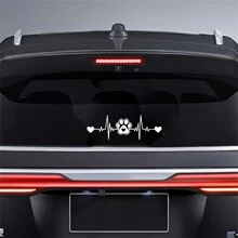 Dog Paw Heartbeat Car Decal Sticker Cars Trucks  Walls Laptop White 7.5 X 2.5 Inches - White - View 3