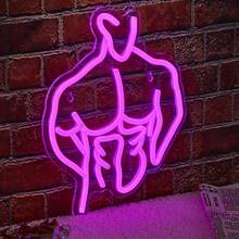 1PC Backboard Muscle Fitness Man Led Neon Light Bar Wedding Room Powered By USB - Pink - View 4