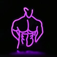 1PC Backboard Muscle Fitness Man Led Neon Light Bar Wedding Room Powered By USB - Pink - View 2