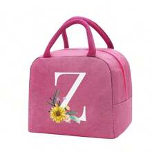 Bolso bandolera portacomidas de gran capacidad, impermeable y refrigerante. Adecuado para hombres, estudiantes, con bolsillos laterales. Bolso bandolera, bolso de hombro, con diseño de letra inicial del alfabeto de la A a la Z y con estampado de mariposa. Bolso de lona portátil para comida, organizador, bolso refrigerante para oficina, trabajo, escuela, maestros, mujeres, señoras.