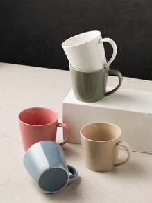 1pc 250ml Ceramic Coffee Mug, Simple White Round Breakfast Cup, Suitable For Office And Home, Dishwasher Friendly, Holiday Gift, Microwave Friendly Latte, Tea & Milk Cup Back To School - White - View 1