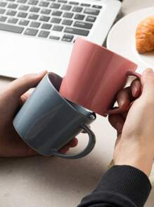 1pc 250ml Ceramic Coffee Mug, Simple White Round Breakfast Cup, Suitable For Office And Home, Dishwasher Friendly, Holiday Gift, Microwave Friendly Latte, Tea & Milk Cup Back To School - White - View 8