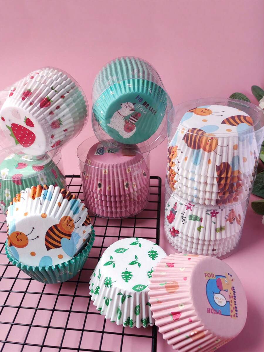 100Pc Cao Cấp Tuyết Meo Bánh Khay Giấy Cho Lò Nướng, chịu Nhiệt Và Chống Dầu Làm Bánh Muffin Cốc Giấy - Màu ngẫu nhiên B - Xem 1