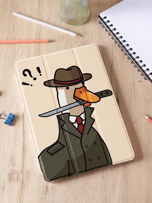 حقيبة حماية لوحة إلكترونية برسم البطة المضحك قطعة واحدة، بفتحة للقلم، مقاومة للصدمات، تدعم خاصية النوم/الاستيقاظ، متوافقة مع سامسونج، وأجهزة أيباد