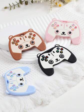 1 pieza Juguete de dentición con forma de panda de silicona compacta, diseño de consola de juegos, material de silicona, juguete de dentición sensorial perfecto para bebés