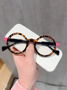 1 Pc New Round Multi-Color Fashion Flat Glasses Retro Style Unisex Eyeglasses Frame, Fashionable Decor Glasses For Daily Wear