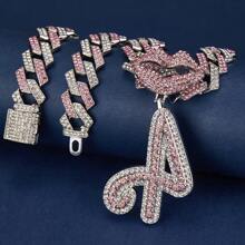 1 pieza Colgante de letra inicial A-Z Hip-Hop, enlace de cadena china unisex, collar Y2K de joyería perfecto para niñas como regalo para fiestas - 1003 - Ver 30