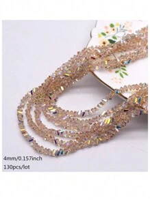 4mm 130 buc. Mărgele de cristal transparente triunghiulare Mărgele de sticlă de cristal de culoare strălucitoare Mărgele libere pentru realizarea de bijuterii, colier de cercei DIY