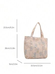 Women's Fashion Floral Print Large Capacity Tote Bag, Sewing Craft Shoulder Bag, Fabric Handbag, Suitable For Teenage Girls, Female College Students, Novices And White-Collar Workers, Suitable For Office, University, Work, Business, Commuting, Outdoor, Travel, Outing, Literary School Bag & Bookbag For Women Or Students, Perfect For Books, Shopping, Back To School And More