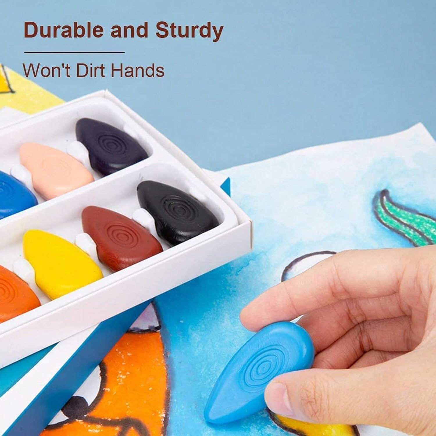 Crayons 12 Count, Non Toxic Washable Toddler Crayons, WaterDrop Shape