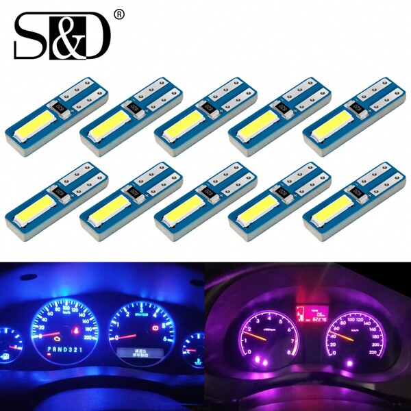 S&D 10 قطع مصباح سيارة داخلية سوبر ليد Canbus T5 W3W 74 286 W1.2W لوحة القيادة السيارة ضوء المؤشر التحذيري 12 فولت