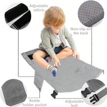 1套兒童飛機腳墊吊床旅行床攜帶式兒童旅行飛機座位擴展器牛津布寶寶嬰兒床 - 灰色 - 查看 3