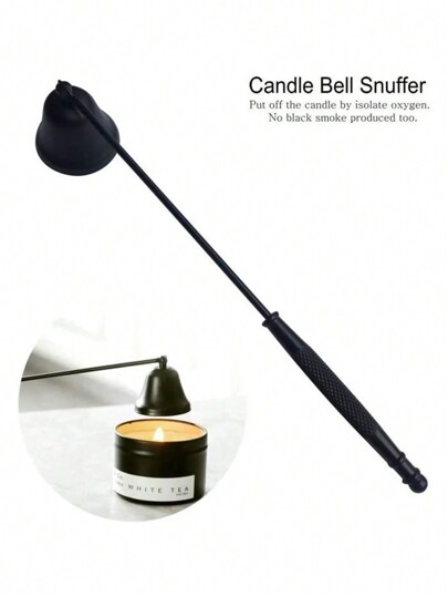 1PC Preto Ouro Aço Inoxidável Elegante Vela Snuffer Buffer Dipper Vela Ferramentas Acessórios Vela Buffer Dipper Cera Extintor De Vela Com Alça Castiçal Vela Pavios Chama Para Amantes De Vela, Presente, Uso Diário