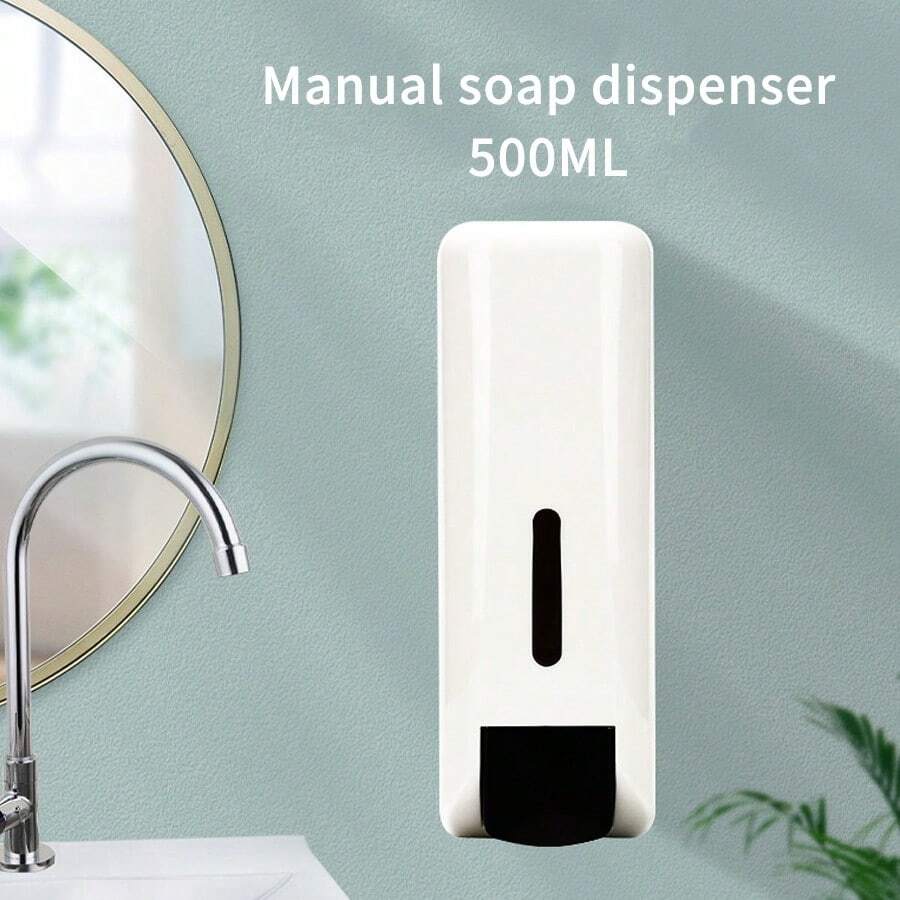 1入組ABS材質手動肥皂液分配器1000毫升，壁掛式，手部消分配器，肥皂液均勻流出，乾淨衛生，適用於牆壁，廚房，商業，浴室旅館手部消毒劑白色 - 白色 - 查看 1