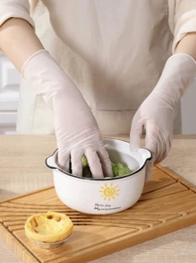 20 Peças Luvas de Lavagem de Louça Grossas e Alongadas de 12 Polegadas, Rosa/Branca, Luvas de Limpeza Doméstica de Nitrila, Cozinha, Banheiro, Casa, Suprimentos Domésticos