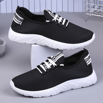 Sports Shoes, Breathable, Casual, Soft-Soled, Comfortable, Student Shoes, Lightweight Running Shoes (White Strap With Random Text)