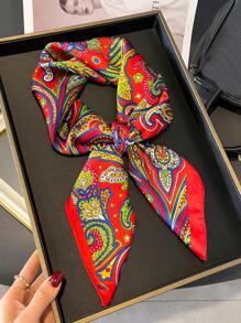 1 pieza 70s banda de imitación de seda con estampado paisley, cinturón versátil, pañuelo decorativo para cabeza o cuello, banda para cabello ideal para darle estilo a tu look - Multicolor - Ver 8