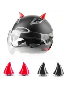 2pcs Black Red Bat Decoration Electric Car Helmet Decoration Random Sticking Motorcycle Helmet Devil Universal Horn - Black - View 6