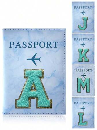 Cheille Letter Air Plan Pu-leder-passhüllen Für Teenager, Reisezubehör, Reisepasshülle, Modische Marmorierung, Anfangsbuchstaben, Reisepasshülle, Herren Und Damen, Modisch, Für Reisen, Tragbar, Bankkarte, Reisepass, Business, Pu-geldbörsenhülle Für Reisen, Flug, Zurück Zur Schule