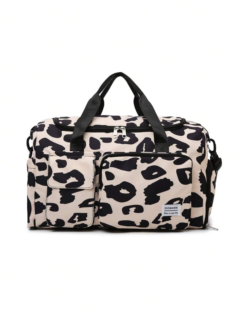 1 Stück Set große Kapazität Nylon Leopardenmuster faltbare Handgepäcktasche mit separatem Schuhfach, Sport Yoga Fitness Tasche, Reisetasche Reise Organizer Outfit Flughafen Kleidung für Koffer Übernachtungstasche Reisetasche Wochenendtasche Reisetasche für Gepäck Handgepäck Tasche Collegetasche Gepäcktasche Wochenendtasche Krankenhaustasche Wintertasche für Schule Schul-Zubehör Schulsachen