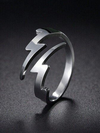1入個性時尚閃電不銹鋼戒指適合男性日常佩戴