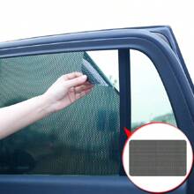 2pcs Car Shaped PVC Car Side Window Sunshade Static Sticker Sun Shade Film Sticker Cover Auto Accessories - Black - View 1