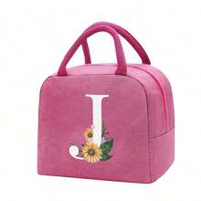 Bolso bandolera portacomidas de gran capacidad, impermeable y refrigerante. Adecuado para hombres, estudiantes, con bolsillos laterales. Bolso bandolera, bolso de hombro, con diseño de letra inicial del alfabeto de la A a la Z y con estampado de mariposa. Bolso de lona portátil para comida, organizador, bolso refrigerante para oficina, trabajo, escuela, maestros, mujeres, señoras.