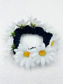 1 件织物雏菊花发圈，适合发髻发型海滩度假发带、手链装饰