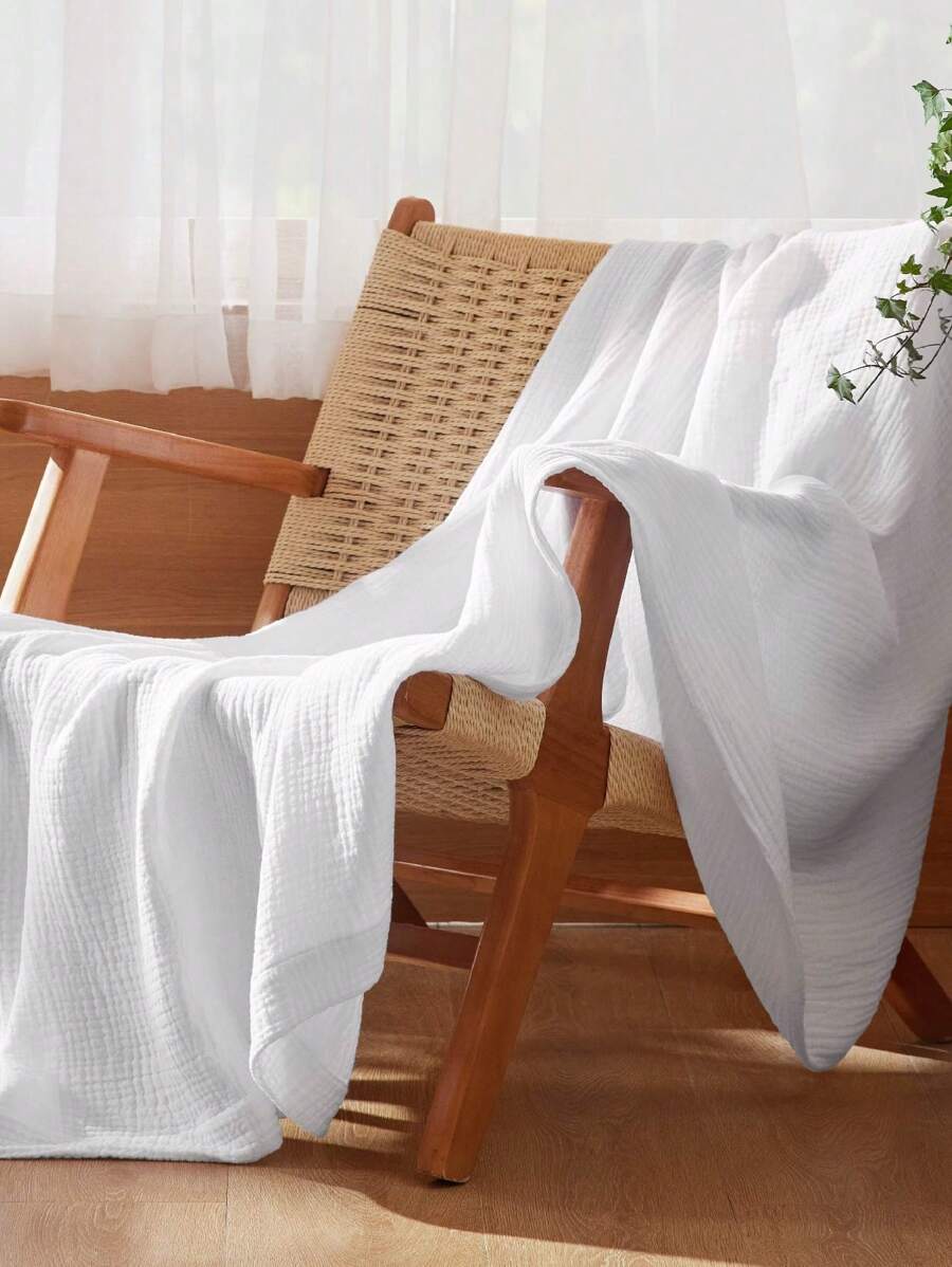Bedsure Mother's Day 100% Cotton Muslin Blanket - Breathable And Lightweight Gauze Blanket, For Spring Decor, Room Decor, Home Decor, Mothers Day Gift - Trắng - Xem 1