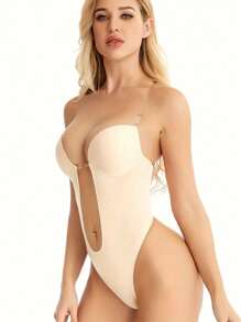 1 pièce Body sans bretelle invisible et moulant pour le sport en extérieur. Soutien-gorge sans marque, gaine sculptante en V profond, gaine sculptante avec poitrine galbée, convient comme sous-vêtement, pour le fitness à la maison, le yoga, la natation, les fêtes de lingerie, etc.