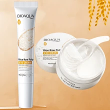Set de cuidado de ojos con leche de arroz, que incluye 2 piezas, 60 piezas de mascarilla hidratante para ojos, crema para ojos de arroz de 20g, nutre la piel de los ojos, ilumina las bolsas de los ojos. - Blanco - Ver 1