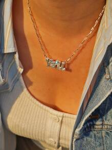 西部風格的綠松石項鍊,帶有英文口號 ,COW BOY COW GIRL YEEHAW HOWDY YALL HEIFER Western Cowboy Turquoise 閃電項鍊,西部風格情侶項鍊,周年紀念禮物 - 復古銀色 - 查看 9