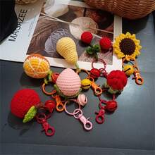 Handmade Crochet Fruit Keychain Pendant, Creative Knitted Fruit Design Keyring, Multicolor Backpack Charm, Phone Decoration - Multicolor - View 12