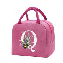 Bolso bandolera portacomidas de gran capacidad, impermeable y refrigerante. Adecuado para hombres, estudiantes, con bolsillos laterales. Bolso bandolera, bolso de hombro, con diseño de letra inicial del alfabeto de la A a la Z y con estampado de mariposa. Bolso de lona portátil para comida, organizador, bolso refrigerante para oficina, trabajo, escuela, maestros, mujeres, señoras.