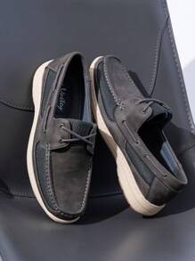 SHOESMALL Men's Boat Shoes Slip On Stylish Casual Loafers Deck Shoes Arch Support Lightweight Fashion Sneakers Gray Shoes - BMY3003-màu xám - Xem 3