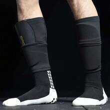 Football Leg Protector, Breathable Soft Sports Double Layer Leg Socks, Sports Outdoor Protective Equipment - Black - View 4