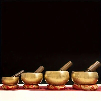 Set di ciotole cantanti per yoga, meditazione e guarigione fatte a mano - 8,0 cm/3,15 pollici - meditazione per l'equilibrio della consapevolezza e dei chakra > ciotola cantante, cimbali a mano, gong a mano, ciotola cantante, meditazione, set di tamburi