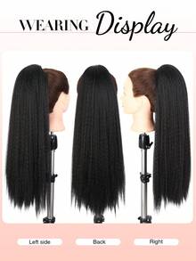 Phần mở rộng kiểu tóc đuôi ngựa thẳng Kinky Màu đen tự nhiên Yaki Pony Tails Clip tổng hợp mềm mại ở phần mở rộng tóc đuôi ngựa 16 inch 20 inch 24 inch 28 inch Móng vuốt trên tóc đuôi ngựa cho phụ nữ (Đen tự nhiên 1B #) - màu đen - Xem 7