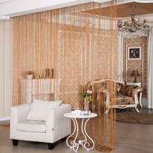 Decorative Door String Curtains Window Room Divider Wall Panel Tassels Screen Blinds Home Patio Bedroom - 淡咖啡 - 查看 1