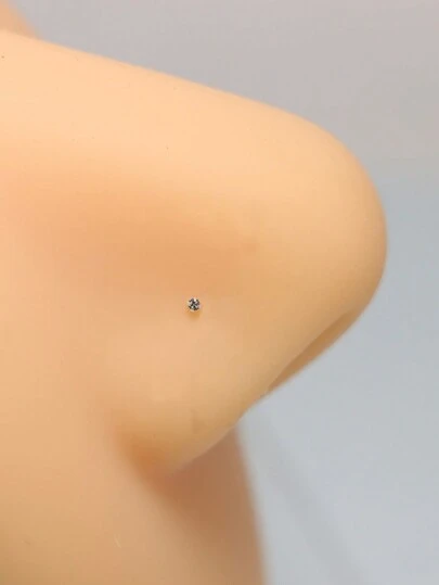 12pcs/Pack 925 Sterling Silver 1.5mm Clear Crystal Nose Stud Nose Piercing Pin Jewelry